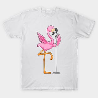 Flamingo at Singing with Microphone T-Shirt